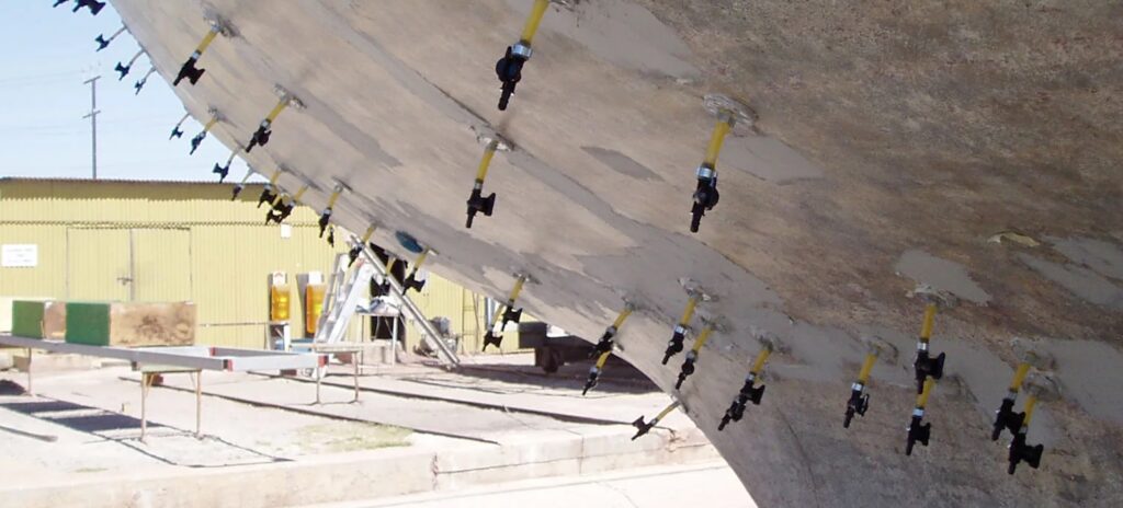 Hull crack repair with injection ports bonded along the crack lines